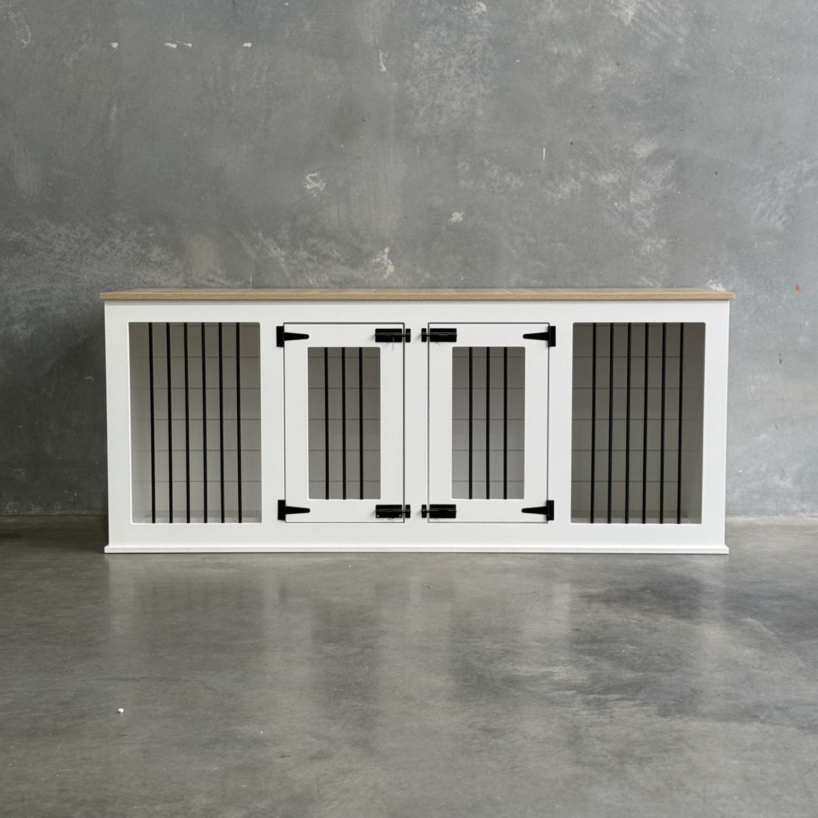 Medium/Large Double Condo - Classic Oak/Pure White - Kustom Kennels Australia
