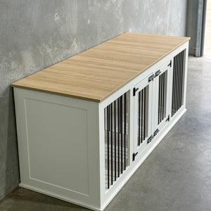 Medium/Large Double Condo - Classic Oak/Pure White - Kustom Kennels Australia