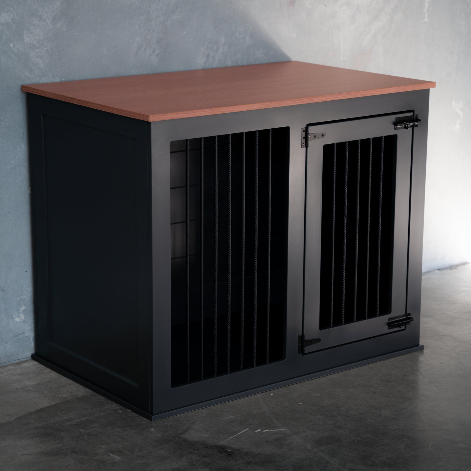 Custom wooden dog crate with divider