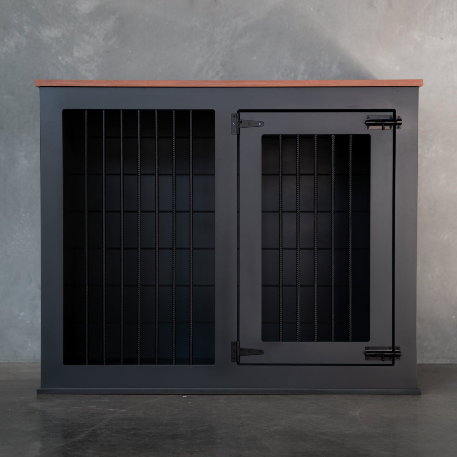 Custom wooden dog crate with divider