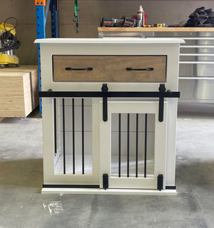 Custom wooden dog crate with divider