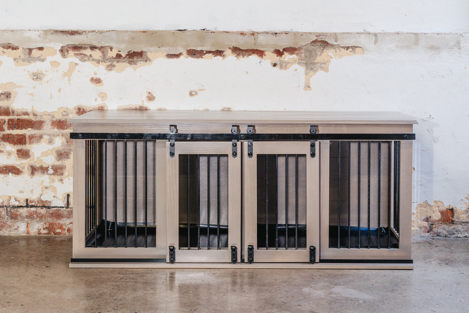 Custom wooden dog crate with divider